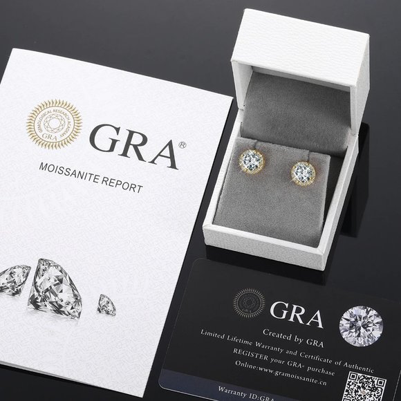 Certified 4ct. t.w. Moissanite Diamond Round Halo Stud Earrings NEW - Picture 9 of 12